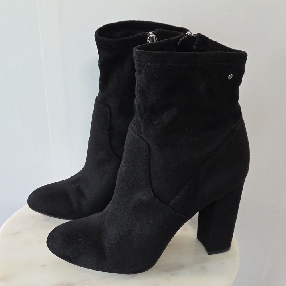 Circus by Sam Edelman Black Suede Block Heel Ankle Boots Size 8.5